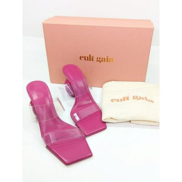 Cult Gaia Women's Nhu Round Heel Square Toe Sandals Bloom Size 37.5 (MSRP $458) - Picture 2 of 12